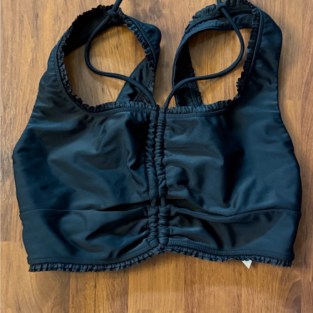 Free People Black Ruched Crop Top